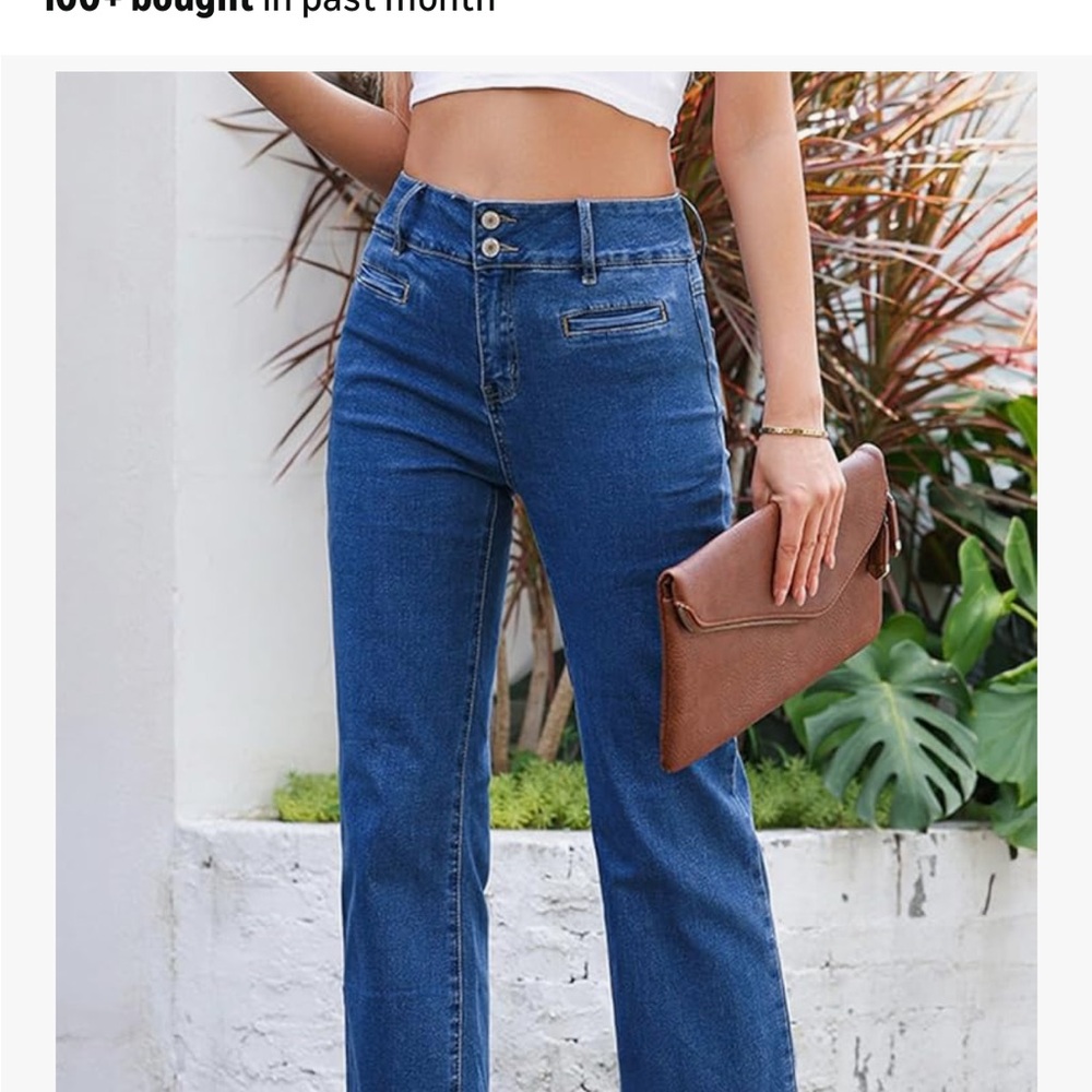 Sidefeel Stretchy Straight, Wide Leg Women's Jeans, Blue, New, Size 16, $19 - Picture 8 of 10